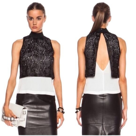 A.L.C Salt Lace Overlay Silk Top - Picture 1 of 7